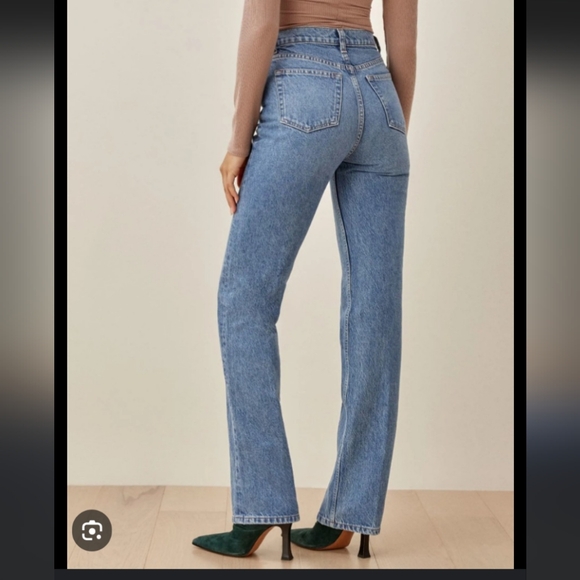 Reformation Cynthia High Rise Straight Jeans Frayed Hem - Picture 2 of 15